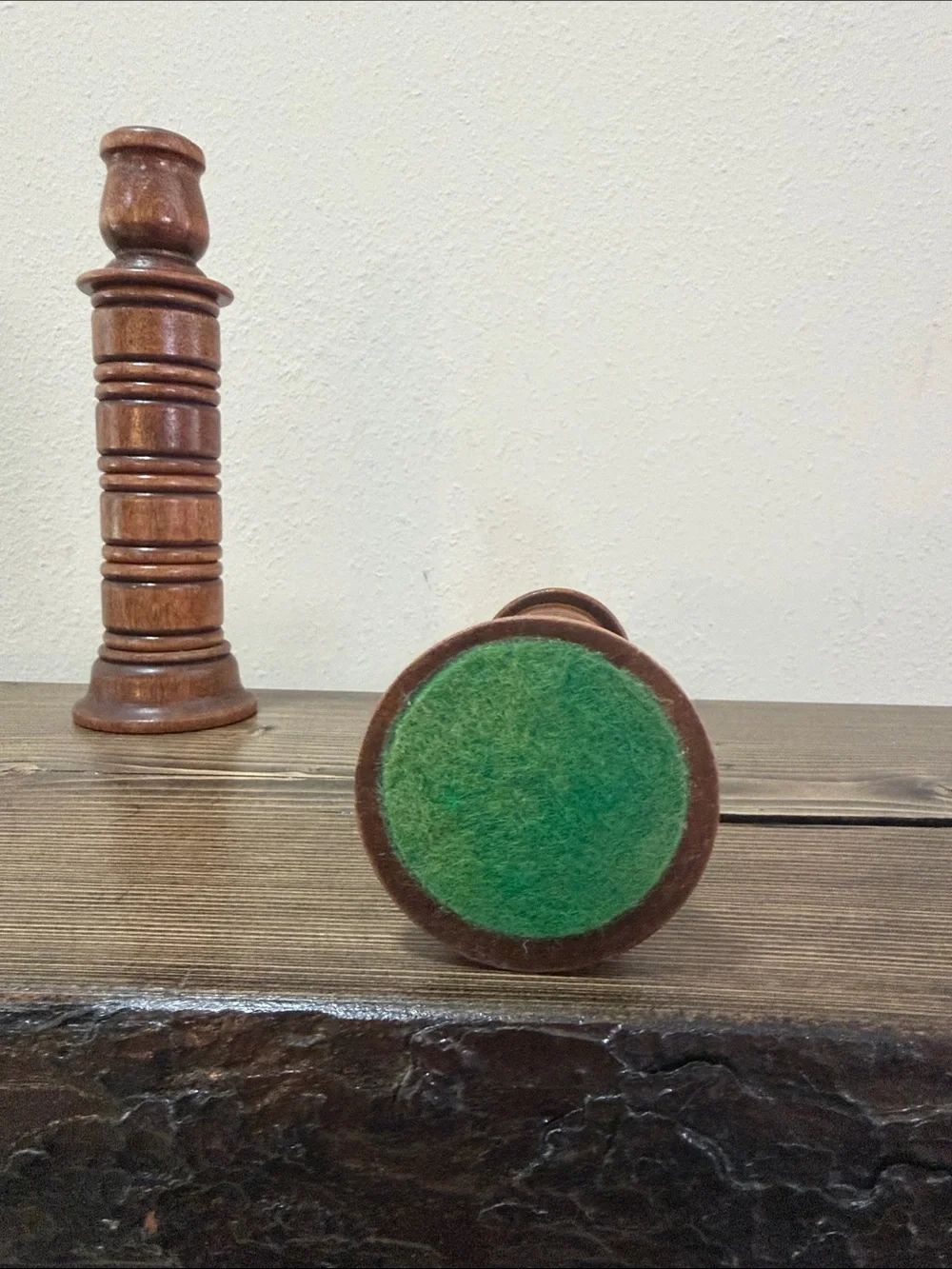 Vintage Solid Wood Candlestick Holders Set of 2 Turned Wooden Candle Holders